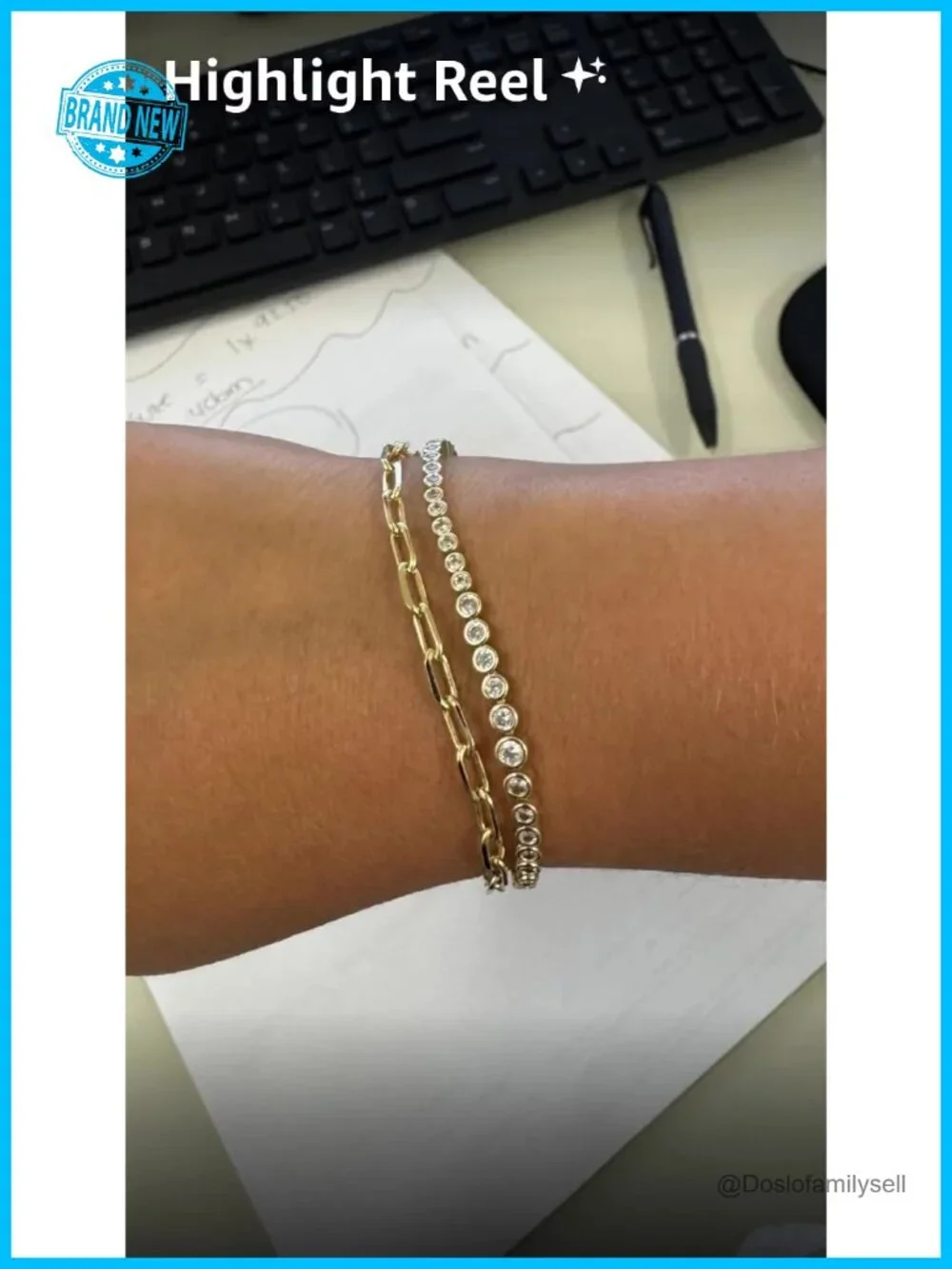 3.6mm Paperclip Chain Adjustable Bracelet with Lobster Clasp